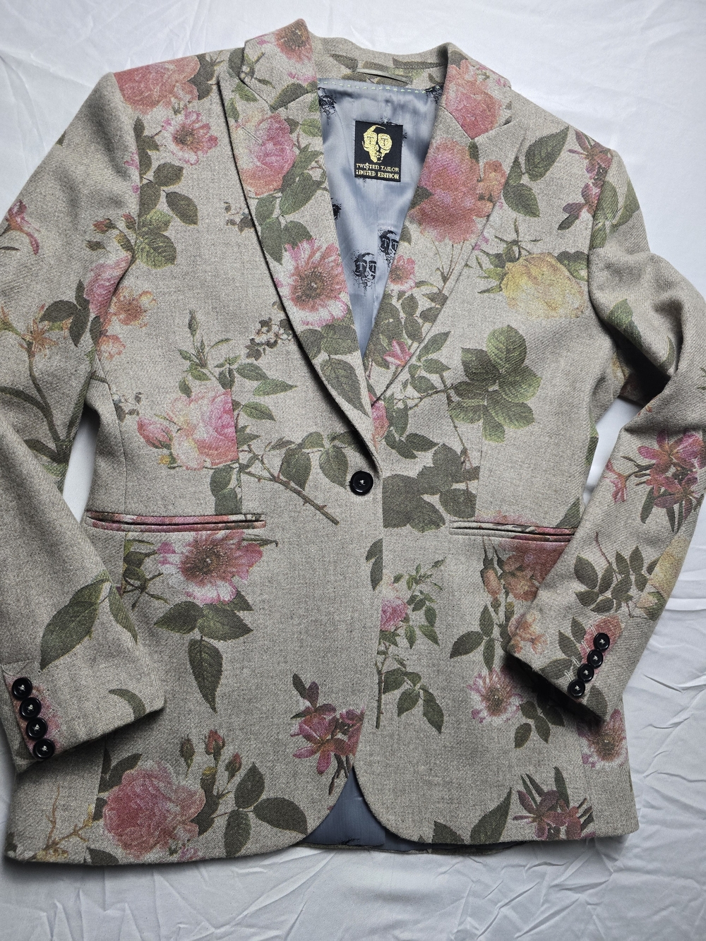 Floral Linen-Blend Blazer in Beige and Pink - Robert Talbott